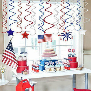 30pcs Hanging Swirls USA Flags